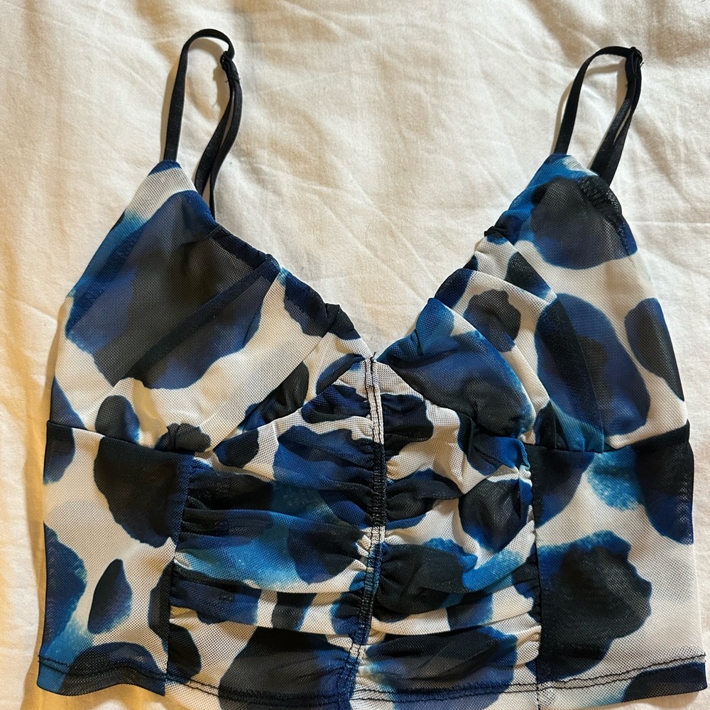 Sweetheart Mesh Cami Garage Blue White